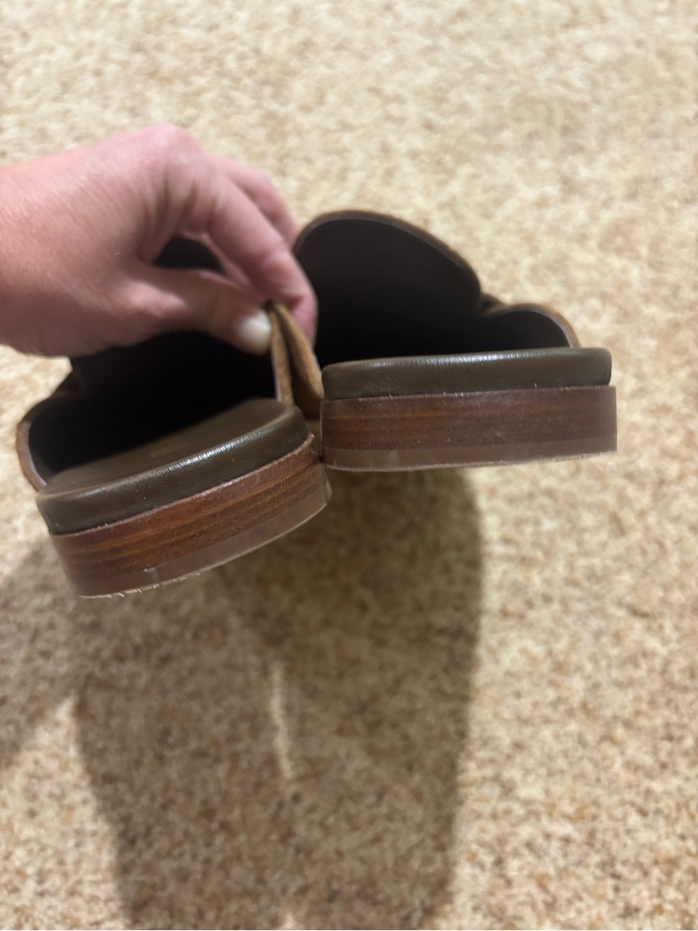 Prada Brown Suede Backless Loafer Mules with Gold Logo - Picture 6 of 8